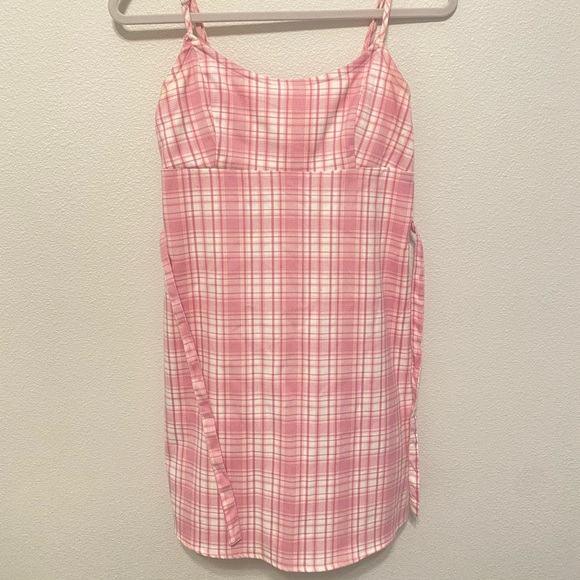 brandy melville pink plaid dress Red plaid dress from brandy Melville Never